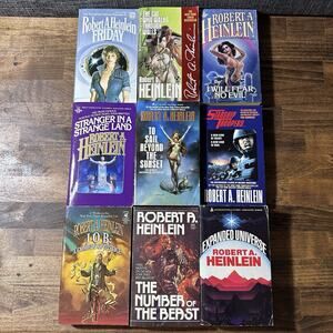 Group Of 9 Robert A. Heinlein Sci-fi Books